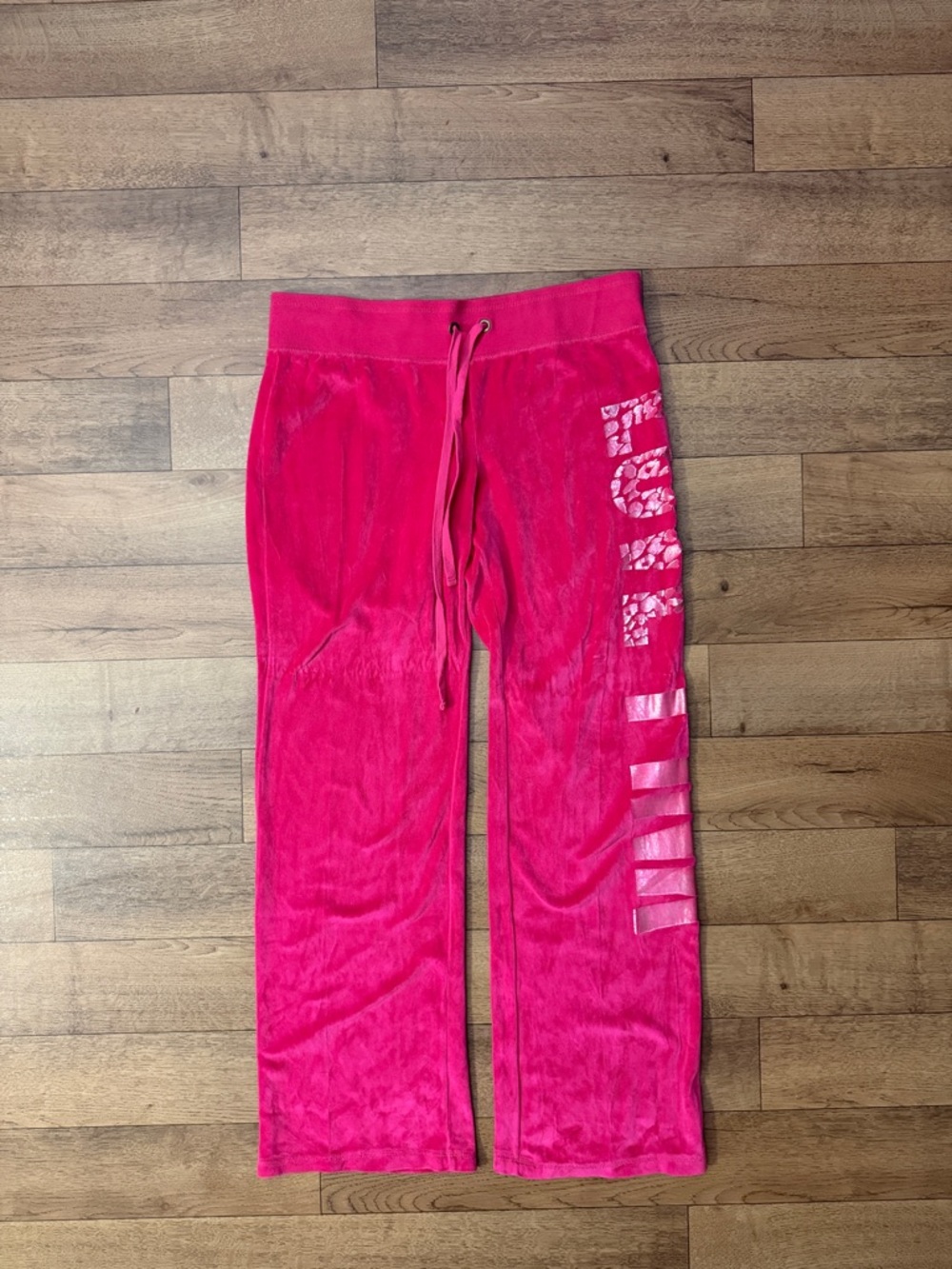 Y2K Victoria’s Secret Pink Size Large Pants Side Spellout Leopard Print Love 90s